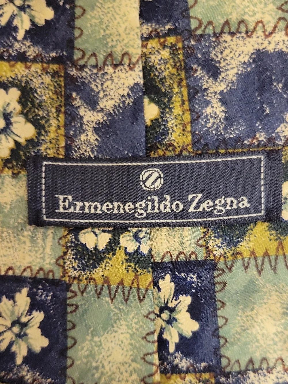 Ermenegildo Zegna Men's Patterned Green & Black Silk Neck Tie Office Quiet Luxur